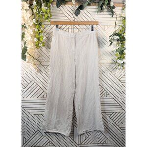 ZARA Women's Beige Cream Cotton Blend Trousers Striped Loose Coastal Size Medium